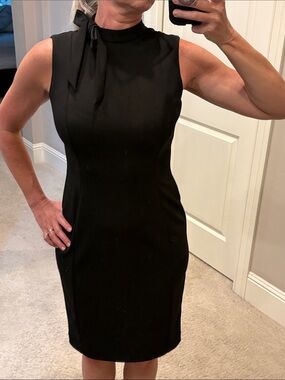 Calvin Klein black shift 4 high neck with bow